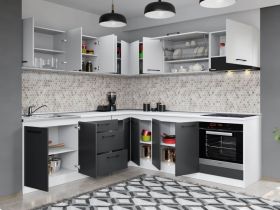 Set Mobila Bucatarie Colt Mina Dual 240*240 Gri Antracit/Alb C113