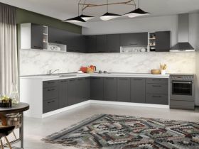 Set Mobila Bucatarie Colt Mina Grafit 280*280 Gri Antracit - C92