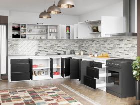 Set Mobila Bucatarie Colt Mina Yang 280*280 Ferrara/Alb C146