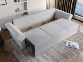 Pachet Mobila Canapea Maroc Gri Deschis + Masa Grand Alba + 4 Scaune Grand Gri Inchis
