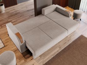 Pachet Mobila Coltar Morelia Crem + Masa Grand Stejar Auriu + 4 Scaune Grand Crem