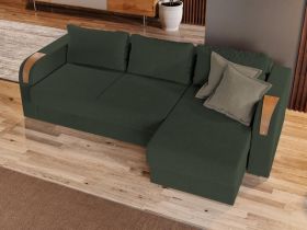Pachet Mobila Coltar Morelia Verde + Masa Grand Stejar Auriu + 4 Scaune Grand Maro