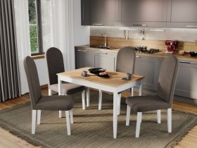 Pachet Mobila Coltar Morelia Verde + Masa Grand Stejar Auriu + 4 Scaune Grand Maro