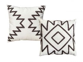 Set perne decorative , Ethnic Pillow Set With İnsert, Bumbac, Maro