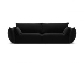 Canapea 3 locuri, Kaelle, Micadoni Home, BL, 208x100x85 cm, catifea, negru