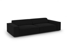 Canapea 3 locuri, Jodie, Micadoni Home, BL, 204x102x70 cm, catifea, negru