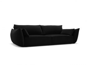 Canapea 3 locuri, Kaelle, Micadoni Home, BL, 208x100x85 cm, catifea, negru