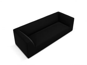 Canapea 3 locuri, Ruby, Micadoni Home, BL, 232x93x69 cm, catifea, negru