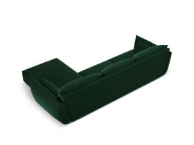 Coltar dreapta 4 locuri, Kaelle, Micadoni Home, BL, 308x171x85 cm, catifea, verde bottle