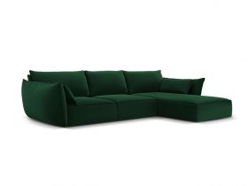 Coltar dreapta 4 locuri, Kaelle, Micadoni Home, BL, 308x171x85 cm, catifea, verde bottle