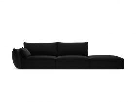 Canapea 4 locuri cotiera dreapta, Kaelle, Micadoni Home, BL, 264x110x85 cm, catifea, negru