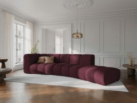 Canapea 5 locuri cotiera dreapta, Lupine, Micadoni Home, BL, 335x166x70 cm, poliester chenille, bordo