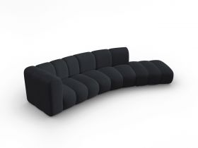 Canapea 5 locuri cotiera dreapta, Lupine, Micadoni Home, BL, 335x166x70 cm, poliester chenille, negru