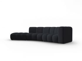 Canapea 5 locuri cotiera stanga, Lupine, Micadoni Home, BL, 335x166x70 cm, poliester chenille, negru