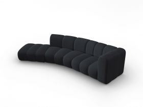 Canapea 5 locuri cotiera stanga, Lupine, Micadoni Home, BL, 335x166x70 cm, poliester chenille, negru