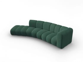 Canapea 5 locuri cotiera stanga, Lupine, Micadoni Home, BL, 335x166x70 cm, poliester chenille, verde