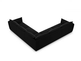 Coltar simetric 7 locuri, Kaelle, Micadoni Home, BL, 286x286x85 cm, catifea, negru