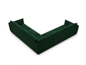 Coltar simetric 7 locuri, Kaelle, Micadoni Home, BL, 286x286x85 cm, catifea, verde bottle