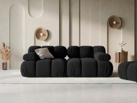 Canapea modulara 2 locuri, Bellis, Micadoni Home, BL, 188x94x63 cm, catifea, negru