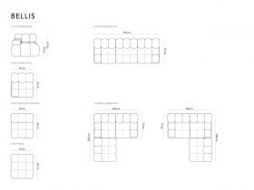 Canapea modulara 3 locuri, Bellis, Micadoni Home, BL, 282x94x63 cm, catifea, albastru deschis