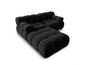 Canapea modulara 3 locuri, Bellis, Micadoni Home, BL, 188x188x63 cm, catifea, negru