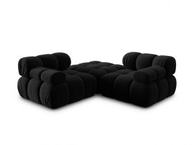 Canapea modulara 3 locuri, Bellis, Micadoni Home, BL, 188x188x63 cm, catifea, negru