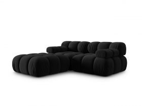 Canapea modulara 3 locuri, Bellis, Micadoni Home, BL, 188x188x63 cm, catifea, negru