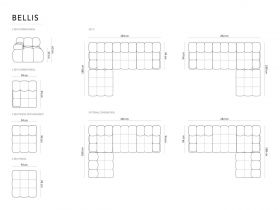 Canapea modulara 4 locuri, Bellis, Micadoni Home, BL, 282x188x63 cm, catifea, bej deschis