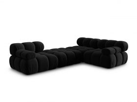 Canapea modulara 4 locuri, Bellis, Micadoni Home, BL, 282x188x63 cm, catifea, negru