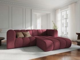 Coltar dreapta 3 locuri, Lupine, Micadoni Home, BL, 228x175x70 cm, poliester chenille, bordo