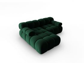 Coltar modular stanga 3 locuri, Bellis, Micadoni Home, BL, 191x157x62 cm, catifea, verde bottle