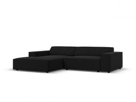 Coltar modular stanga 3 locuri, Jodie, Micadoni Home, BL, 224x166x70 cm, catifea, negru