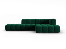 Coltar modular dreapta 5 locuri, Lupine, Micadoni Home, BL, fara cotiera, 294x175x70 cm, catifea, verde bottle