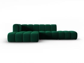 Coltar modular stanga 5 locuri, Lupine, Micadoni Home, BL, fara cotiera, 294x175x70 cm, catifea, verde bottle