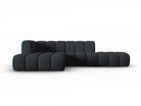 Coltar modular stanga 5 locuri, Lupine, Micadoni Home, BL, fara cotiera, 294x175x70 cm, poliester chenille, negru