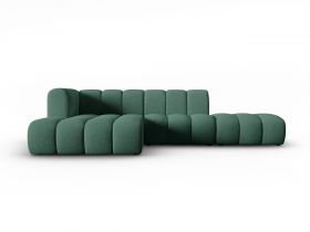 Coltar modular stanga 5 locuri, Lupine, Micadoni Home, BL, fara cotiera, 294x175x70 cm, poliester chenille, verde