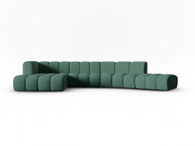 Coltar modular stanga 6 locuri, Lupine, Micadoni Home, BL, 425x175x70 cm, poliester chenille, verde