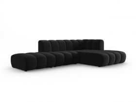 Coltar modular dreapta 5 locuri, Lupine, Micadoni Home, BL, fara cotiera, 294x175x70 cm, catifea, negru