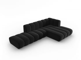 Coltar modular dreapta 5 locuri, Lupine, Micadoni Home, BL, fara cotiera, 294x175x70 cm, catifea, negru