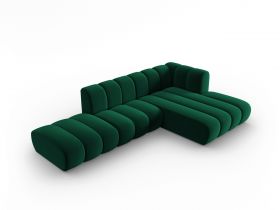 Coltar modular dreapta 5 locuri, Lupine, Micadoni Home, BL, fara cotiera, 294x175x70 cm, catifea, verde bottle