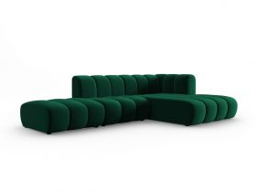 Coltar modular dreapta 5 locuri, Lupine, Micadoni Home, BL, fara cotiera, 294x175x70 cm, catifea, verde bottle