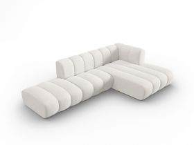 Coltar modular dreapta 5 locuri, Lupine, Micadoni Home, BL, fara cotiera, 294x175x70 cm, poliester chenille, alb