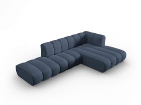 Coltar modular dreapta 5 locuri, Lupine, Micadoni Home, BL, fara cotiera, 294x175x70 cm, poliester chenille, albastru