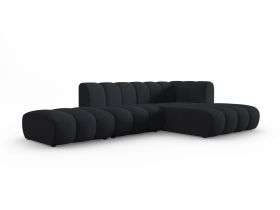 Coltar modular dreapta 5 locuri, Lupine, Micadoni Home, BL, fara cotiera, 294x175x70 cm, poliester chenille, negru