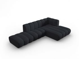 Coltar modular dreapta 5 locuri, Lupine, Micadoni Home, BL, fara cotiera, 294x175x70 cm, poliester chenille, negru