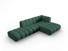 Coltar modular dreapta 5 locuri, Lupine, Micadoni Home, BL, fara cotiera, 294x175x70 cm, poliester chenille, verde