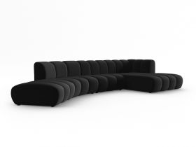 Coltar modular dreapta 6 locuri, Lupine, Micadoni Home, BL, 425x175x70 cm, catifea, negru