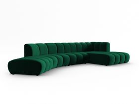 Coltar modular dreapta 6 locuri, Lupine, Micadoni Home, BL, 425x175x70 cm, catifea, verde bottle