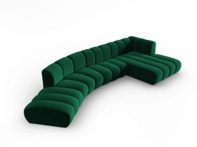 Coltar modular dreapta 6 locuri, Lupine, Micadoni Home, BL, 425x175x70 cm, catifea, verde bottle