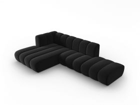 Coltar modular stanga 5 locuri, Lupine, Micadoni Home, BL, fara cotiera, 294x175x70 cm, catifea, negru